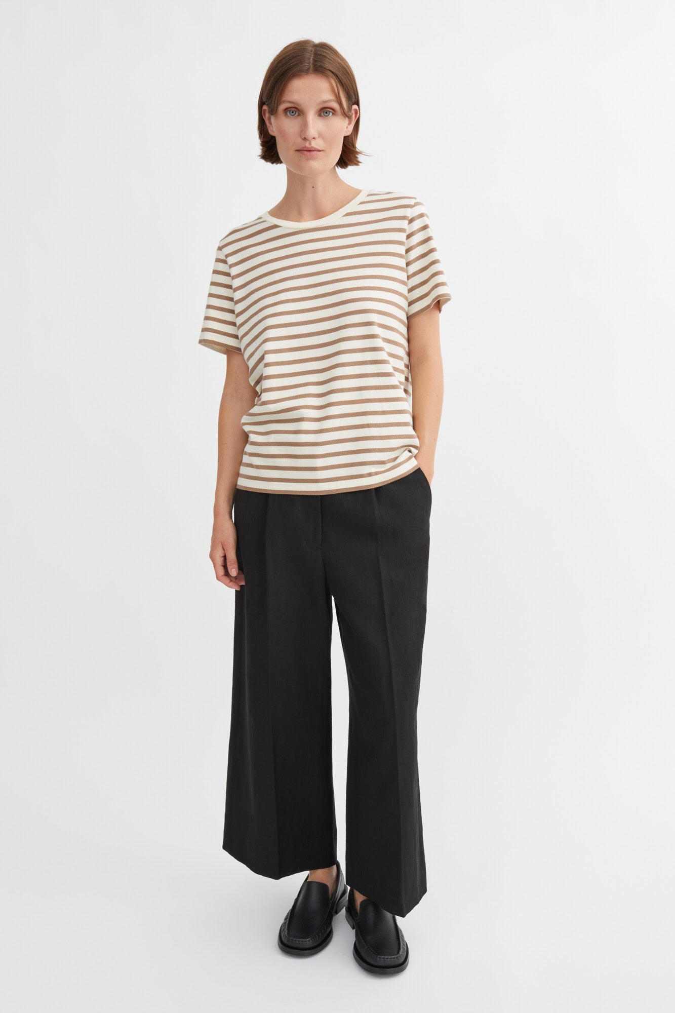 Skall Studio Loui regular tee T-shirt Light brown/White stripe
